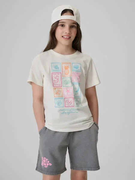 T-shirt regular z nadrukiem dziewczęcy 4F biała