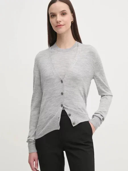 Жилетка с вълна Calvin Klein от лека материя сиво