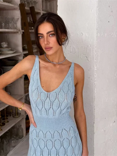 Трикотажный сарафан Art Knit голубой