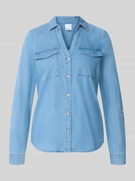 Bluzka z długim rękawem o kroju regular fit z czystej bawełny model BUMPY' Vero Moda niebieska
