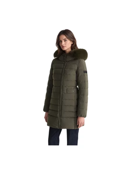 Parka Peuterey z futerkiem zielona