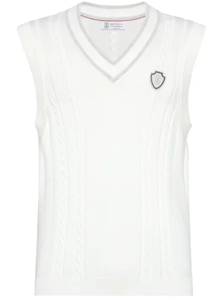 Vestă Brunello Cucinelli tricotate alb