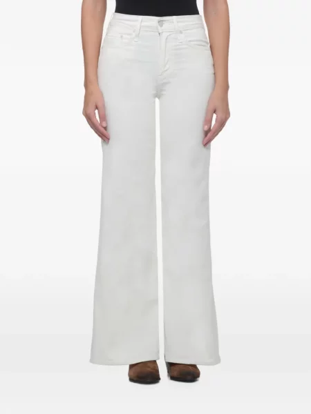 Pantaloni Mother de catifea cord alb