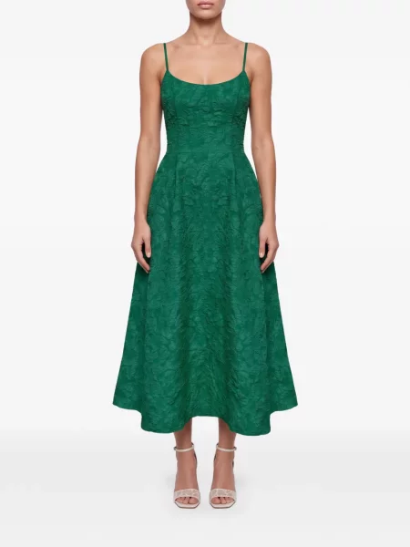 Rochie midi Post Meridiem din jacard verde