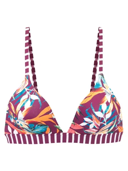 VENICE BEACH Sutien costum de baie albastru aqua / portocaliu / roșu bordeaux alb