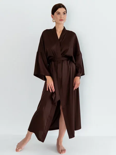 Халат FORLY віскоза/шовк коричневий