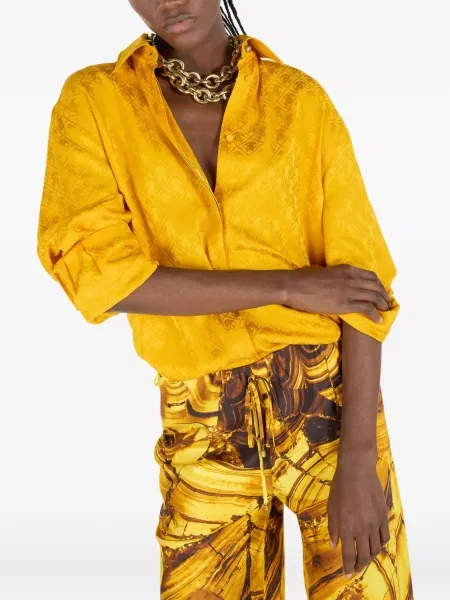 Cămașă Roberto Cavalli cu model piele de șarpe galben