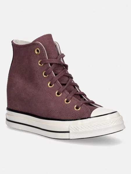 Converse Chuck 70 Wedge teniși înalți pentru femei din piele întoarsă violet