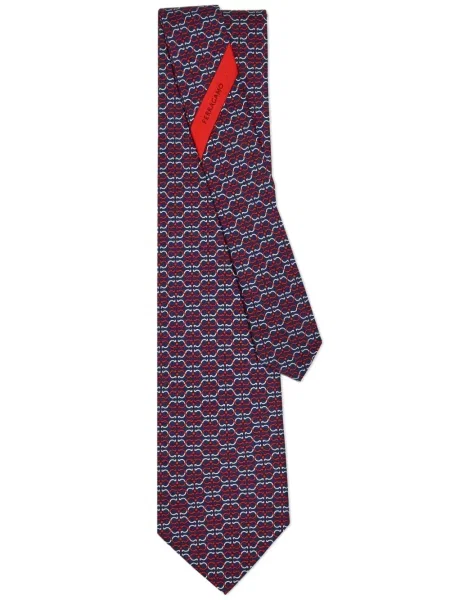 Cravată Ferragamo de mătase cu imagine albastru