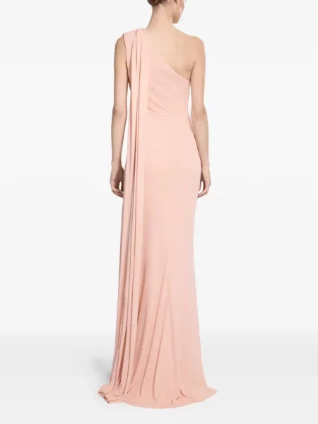 Rochie maxi Elie Saab drapată cu un umăr gol roz