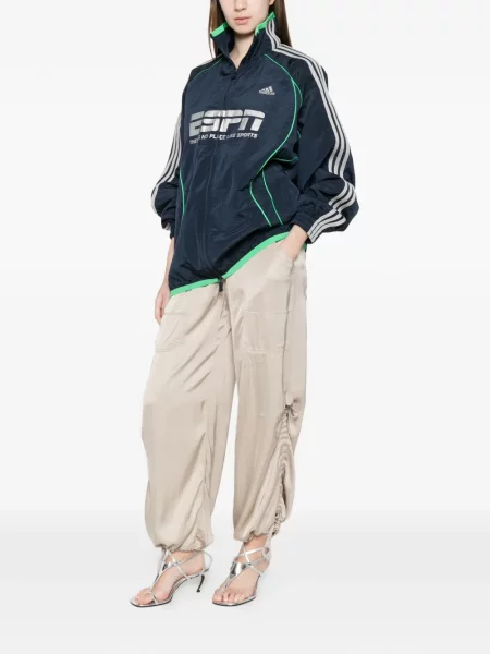 Dryžuotas marškinių švarkas Adidas apvaliu kaklu juoda