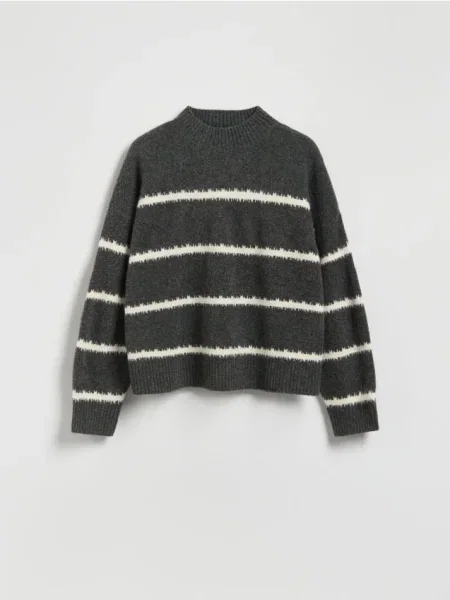 Reserved Pulover în dungi gri-neutru gri