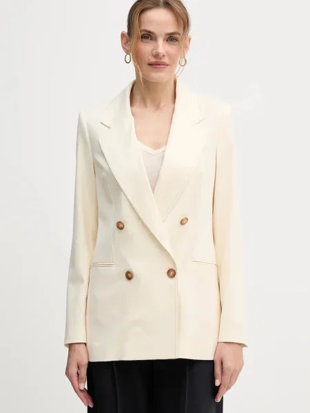 United Colors of Benetton sacou din lână cu două rânduri de uni bej