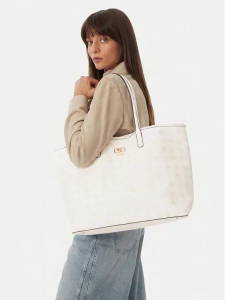 Kabelka Guess Emelie Logo Krémová