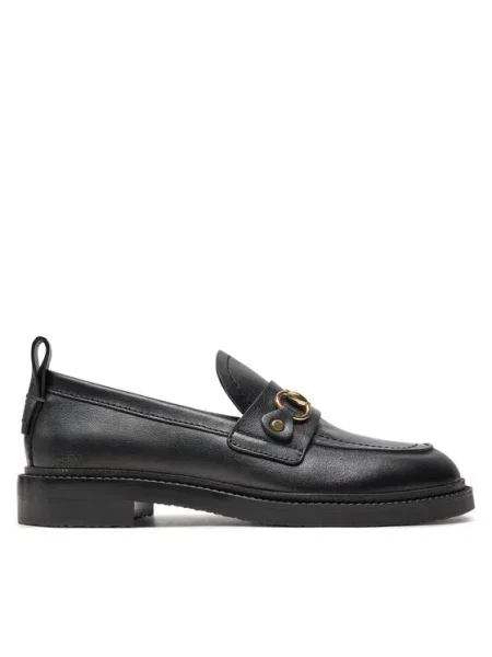 Кожени мокасини See by Chloé Signature 1 с равна подметка черно