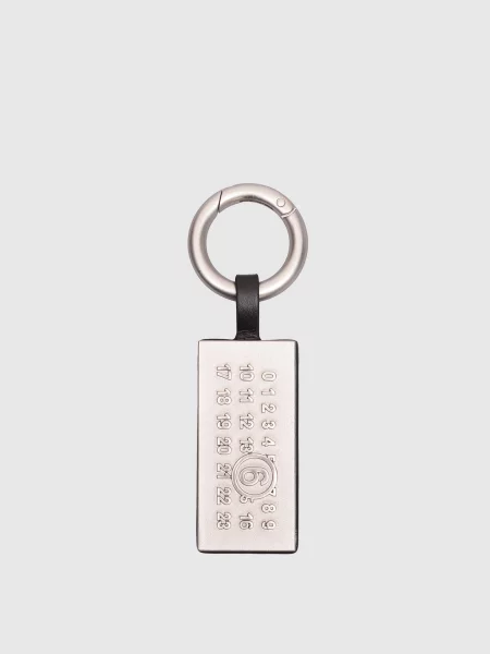 Шкіряний брелок для сумки Numeric tag Maison Margiela Mm6 чорний