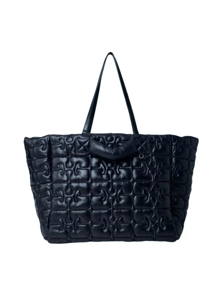 Pikowana torebka skórzana Ganni skórzana czarna