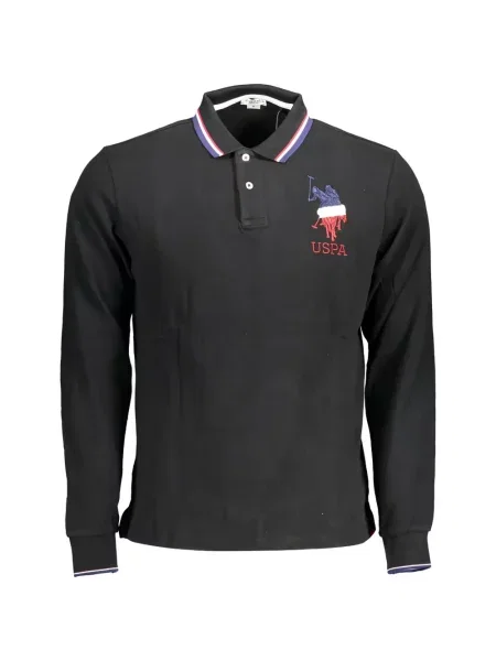 Lung tricou polo U.s. Polo Assn. cu broderie negru