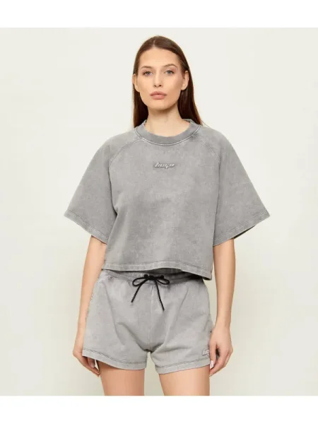 HUGO Blue tricou oversized de damă din gri