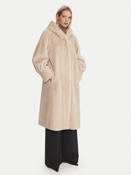 Palton de blană Luisa Spagnoli bej