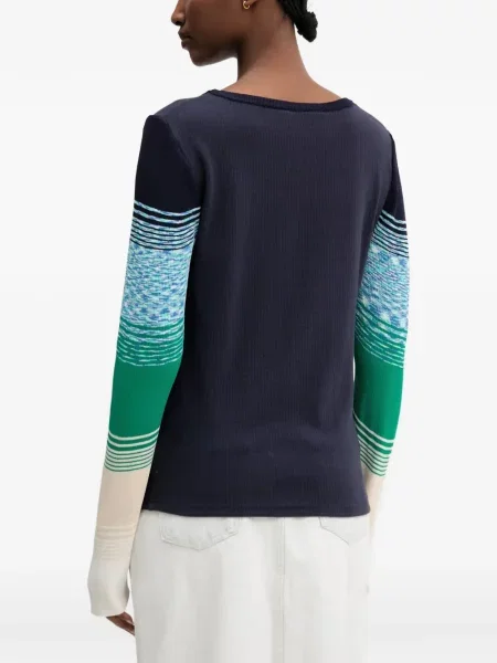 Lung top Desigual cu dungi albastru