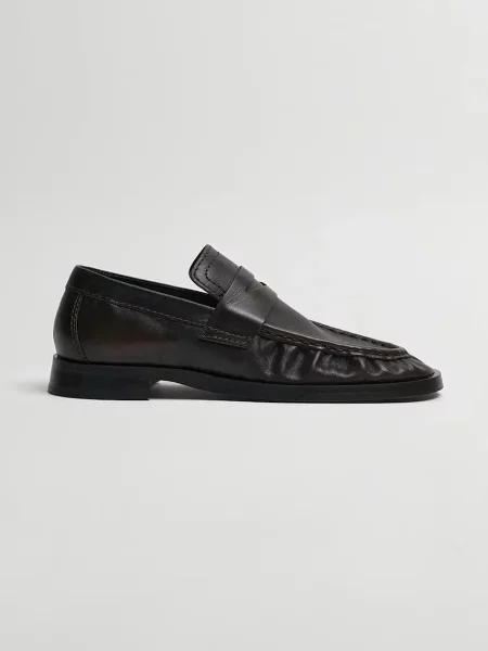 Miista mocasini de piele Zita cu plat maro