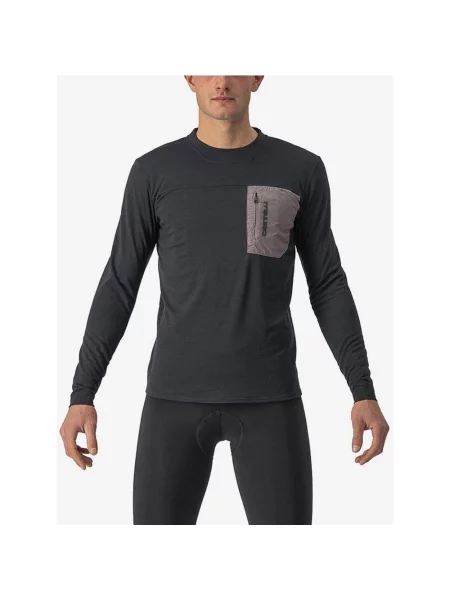 Koszulka z długim rękawem Castelli Unlimited Merino w kolorze jasnoczarno-szarym M czarna
