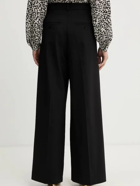 Шерстяные брюки Weekend Max Mara с высокой посадкой черные
