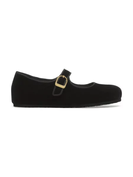 Aksamitne balerinki Birkenstock czarne