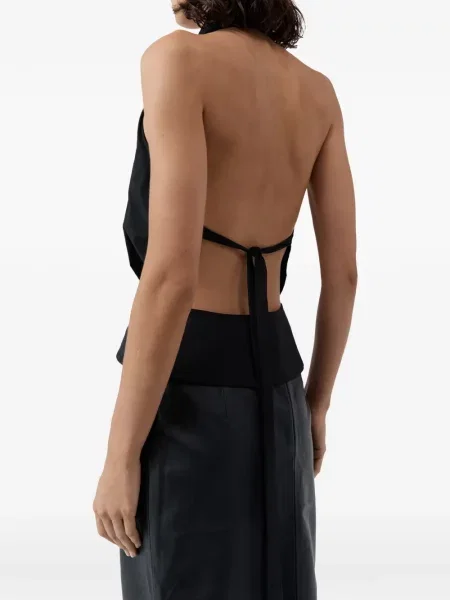 Top St. Agni cu gât halter negru