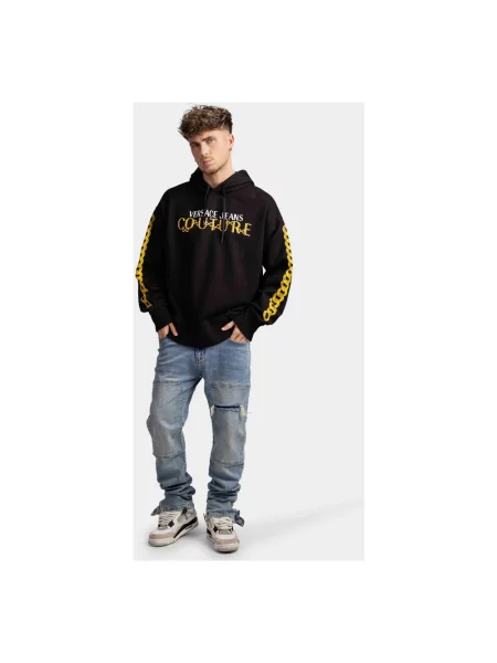 Bluza z kapturem Versace Jeans Couture z logo czarna