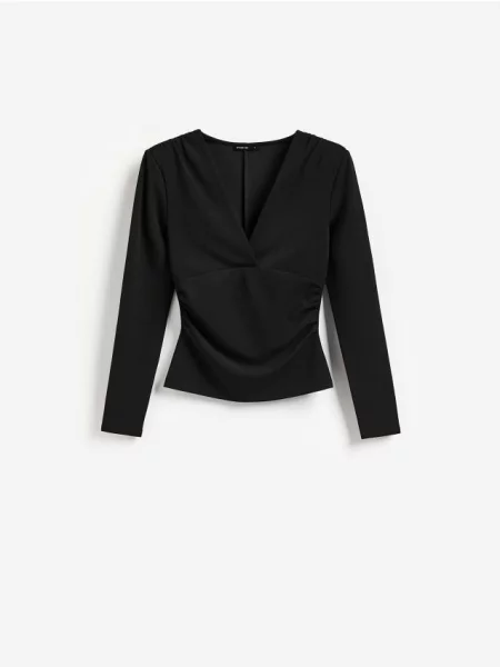 Reserved Bluză cu umeri întăriți negru