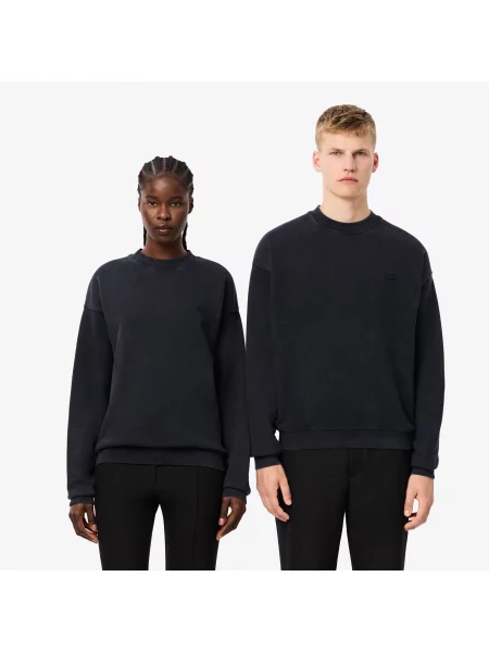 Lacoste Bluza Z Efektem Prania O Luźnym Kroju czarna
