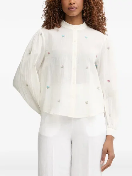 Gulerat bluză Benetton cu model floral cu volane