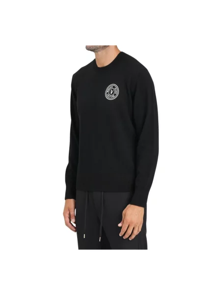 Sweter Versace Jeans Couture wełniany z logo czarny
