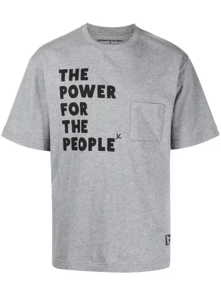 Raštuotas trumpas marškinėliai The Power For The People pilka