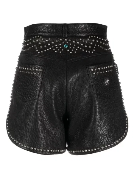 Iš natūralios odos kelnės Philipp Plein juoda