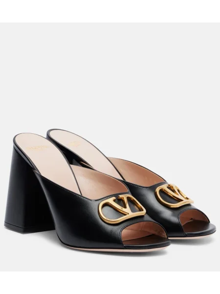 Papuci tip mules Valentino Garavani din piele negru