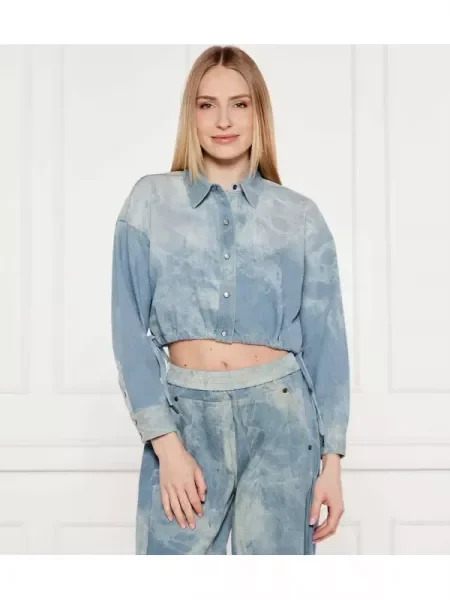 One Teaspoon De blugi cămașă BUBBLE | Cropped Fit albastru