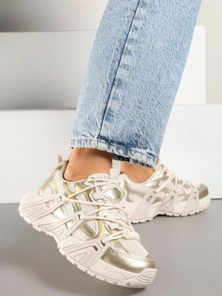 Sneakersy z Designerskim Sznurowaniem Nuritha złote