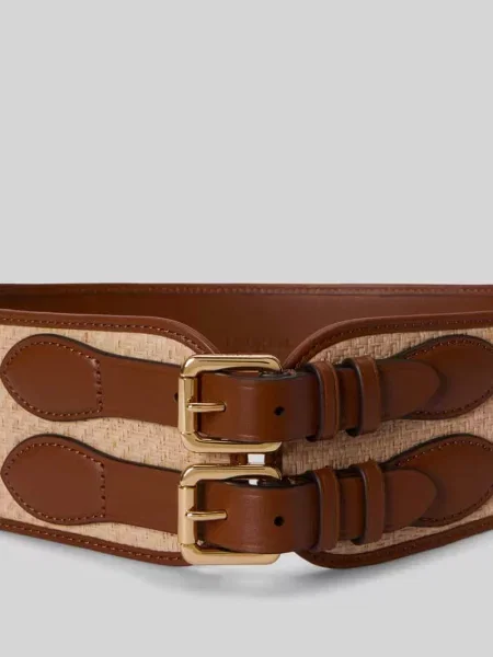 Pasek w talii z plecionki słomkowej z podwójną sprzączką Lauren Ralph Lauren