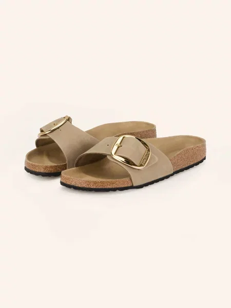 Birkenstock Klapki Madrid Big Buckle beige beżowe