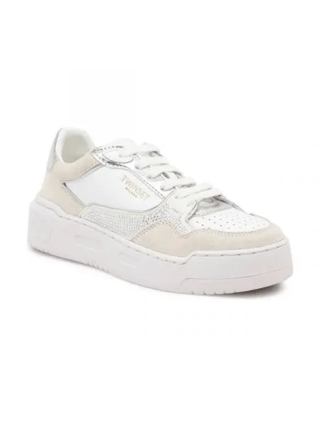 TWINSET Bőr sneakers tornacipő fehér