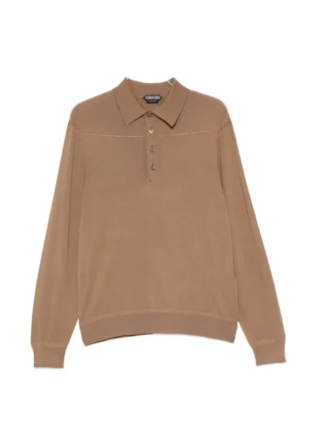 Lung tricou polo Tom Ford maro