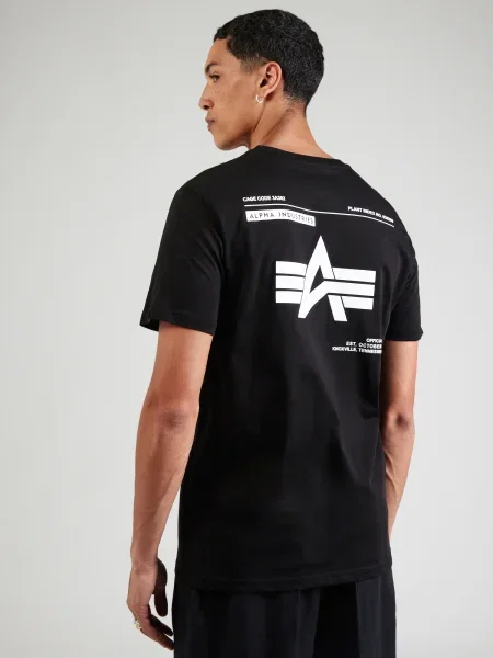 ALPHA INDUSTRIES Tricou negru alb