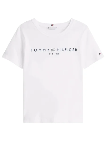 Tricou Tommy Hilfiger cu autograf alb
