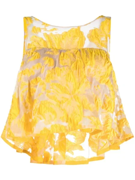 Przezroczysta bluzka Gemy Maalouf bez rękawów żółta