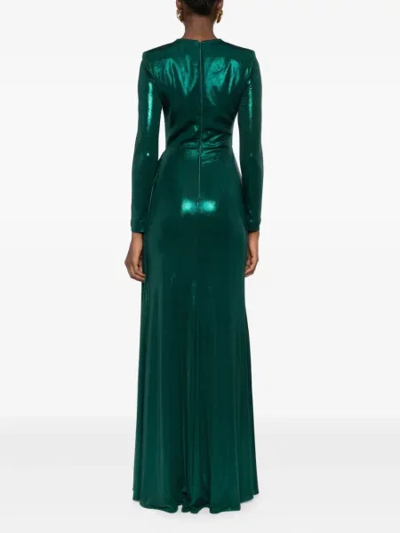 Rochie maxi Cristallini drapată de costum verde
