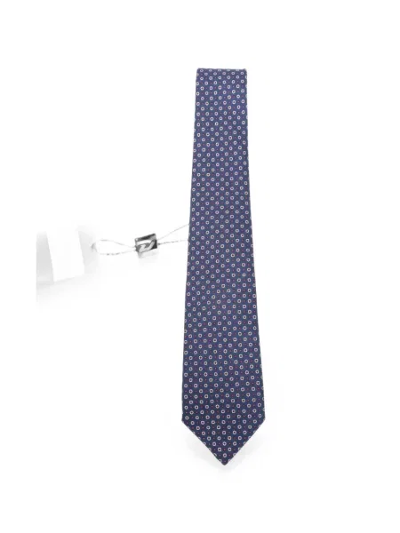 Cravată Kiton cu imprimeu geometric albastru