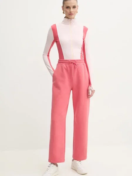 Меланжевые спортивные штаны Boss розовые
